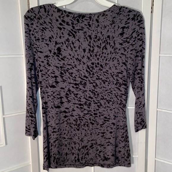 Ann Taylor Purple Cheetah 3/4 Sleeves Surplice - Picture 6 of 9